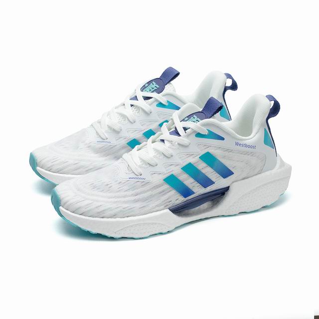 West Boost Ultra-light Running Shoes White Blue Unisex-1